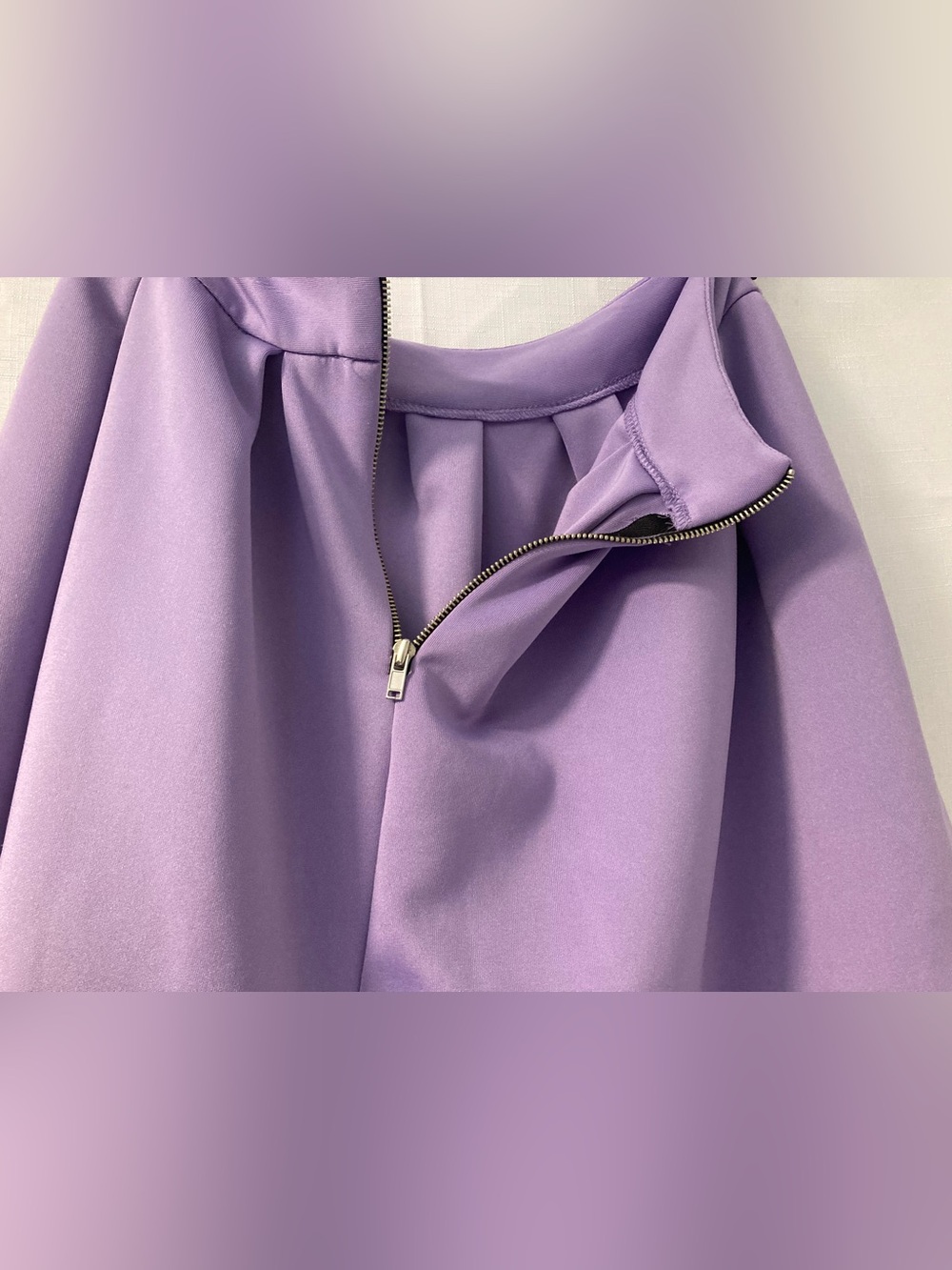 Tobi Lilac Purple Pleated Skater Mini Skirt Exposed Zip